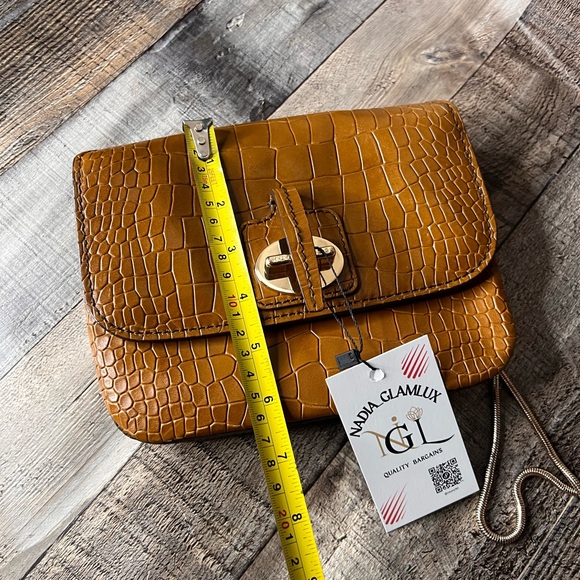 Hugo boss Brown Calfskin Croc-Embossed Crossbody Bag - Picture 14 of 16